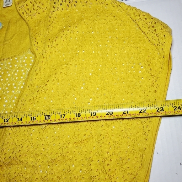 Moth Anthropologie Hooded Pullover Light Knit Sweater Sz M/L Yellow - Picture 9 of 11